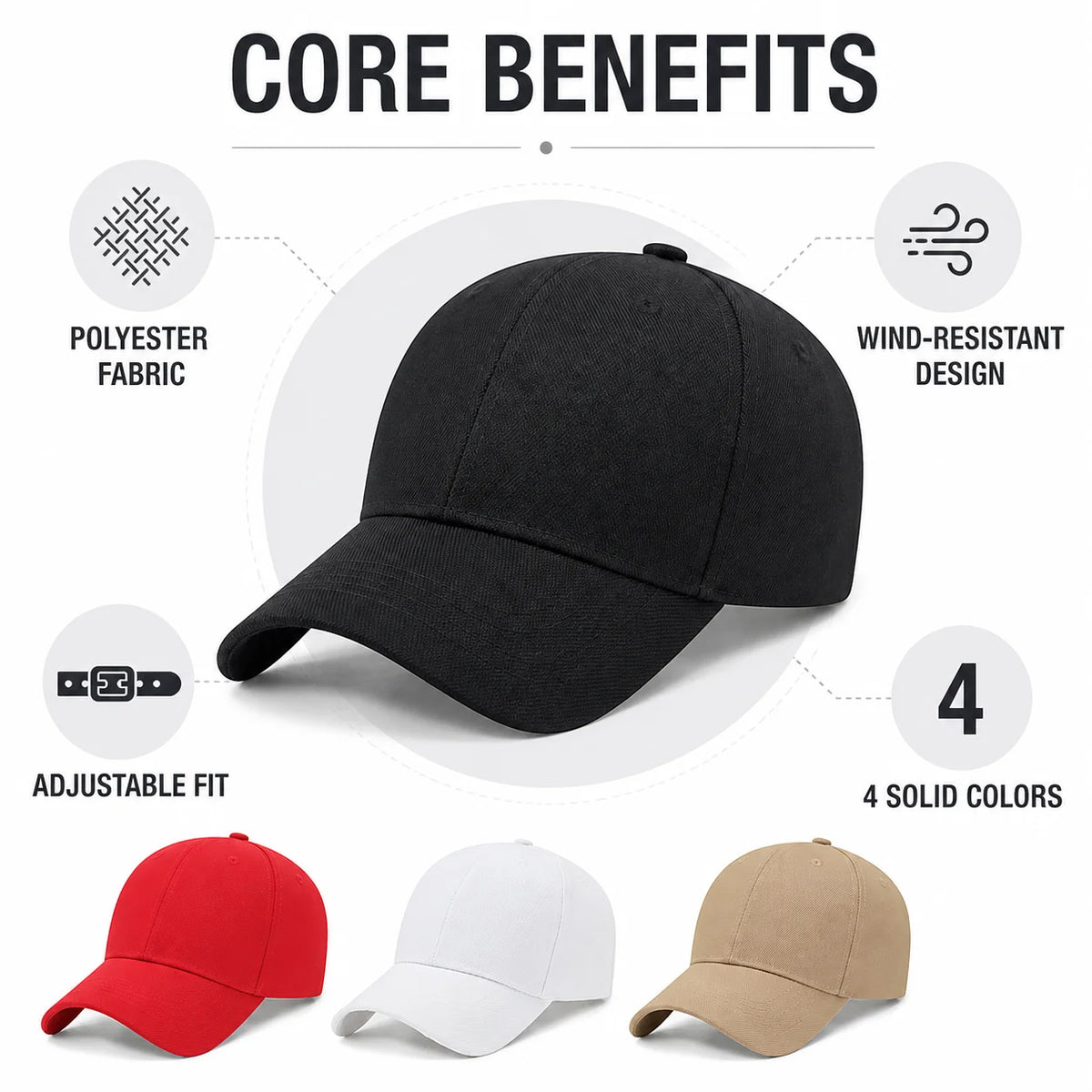 Adjustable Plain Baseball Cap Durable Cotton Dad Hat With Metal Buckle Outdoor Activities Must Have
