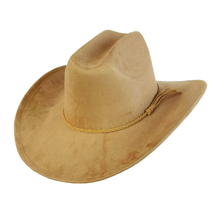 Vegan Suede Cowboy Hat Classic Unisex Cowgirl Hat Party Girl Western Cowboy Hat