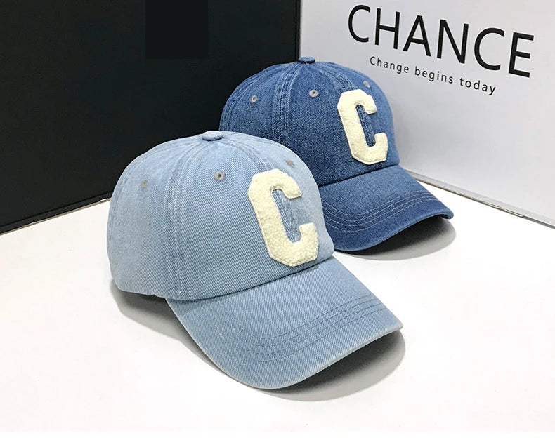 Denim Baseball Caps Casual 100% Cotton Letter C Baseball Cap