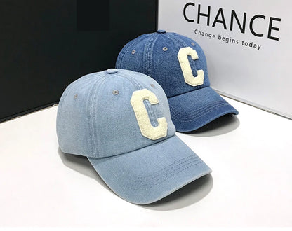 Denim Baseball Caps Casual 100% Cotton Letter C Baseball Cap