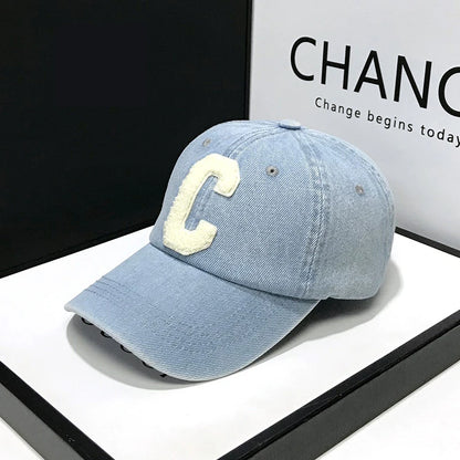 Denim Baseball Caps Casual 100% Cotton Letter C Baseball Cap