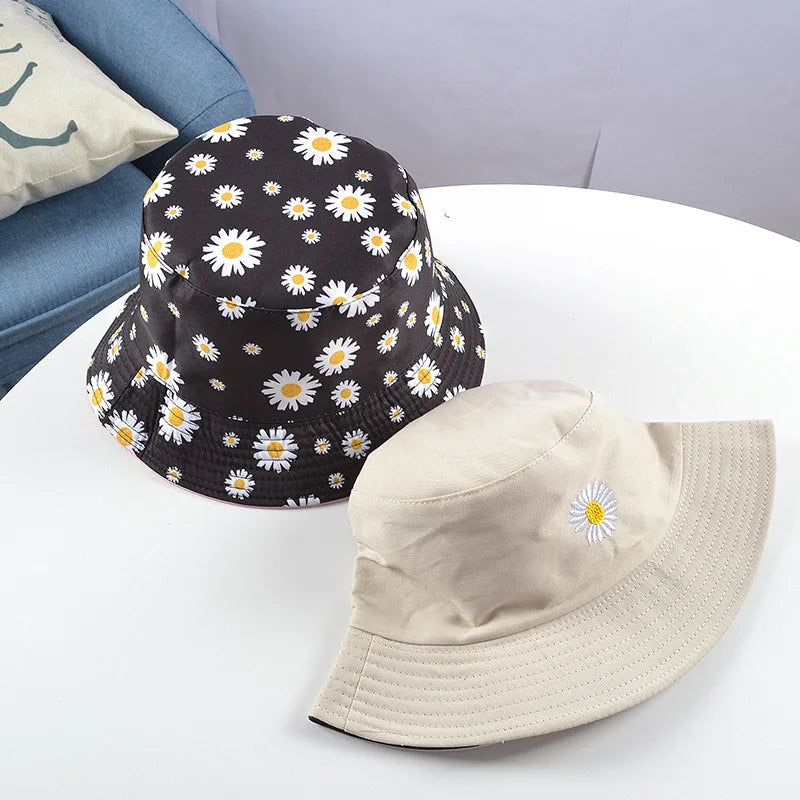 Summer Daisy Double-Sided  Bucket Hats Women's