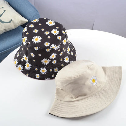 Summer Daisy Double-Sided  Bucket Hats Women's