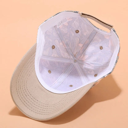 Flower Print Women Baseball Cap Female Adjustable