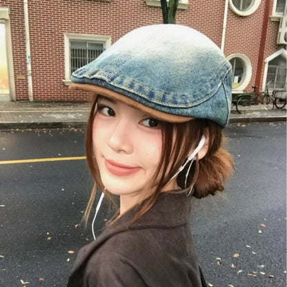 Men Beret Plaid Thick Hat For The Elderly Advanced Winter Autumn Cap