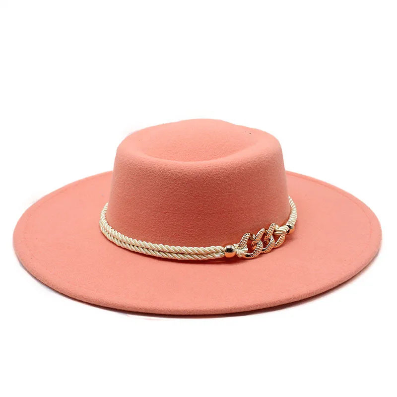 Wide Brim Felt Fedora Hat Women Men Wool Derby Top Hats