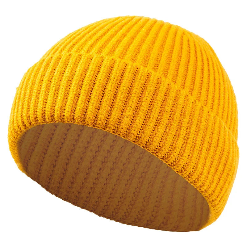 High Quality Thick Warm Male Winter Beanies Adult Casual Short Thread Hip Hop Hat
