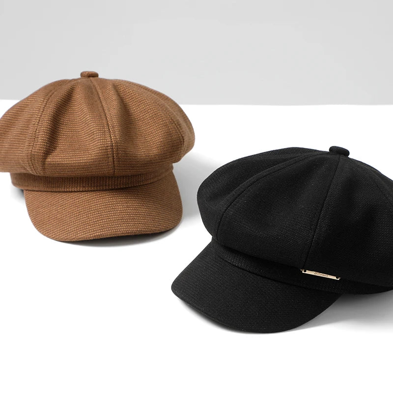 Autumn Winter Solid Color Outdoor Fashion Warm Ladies Beret Hats