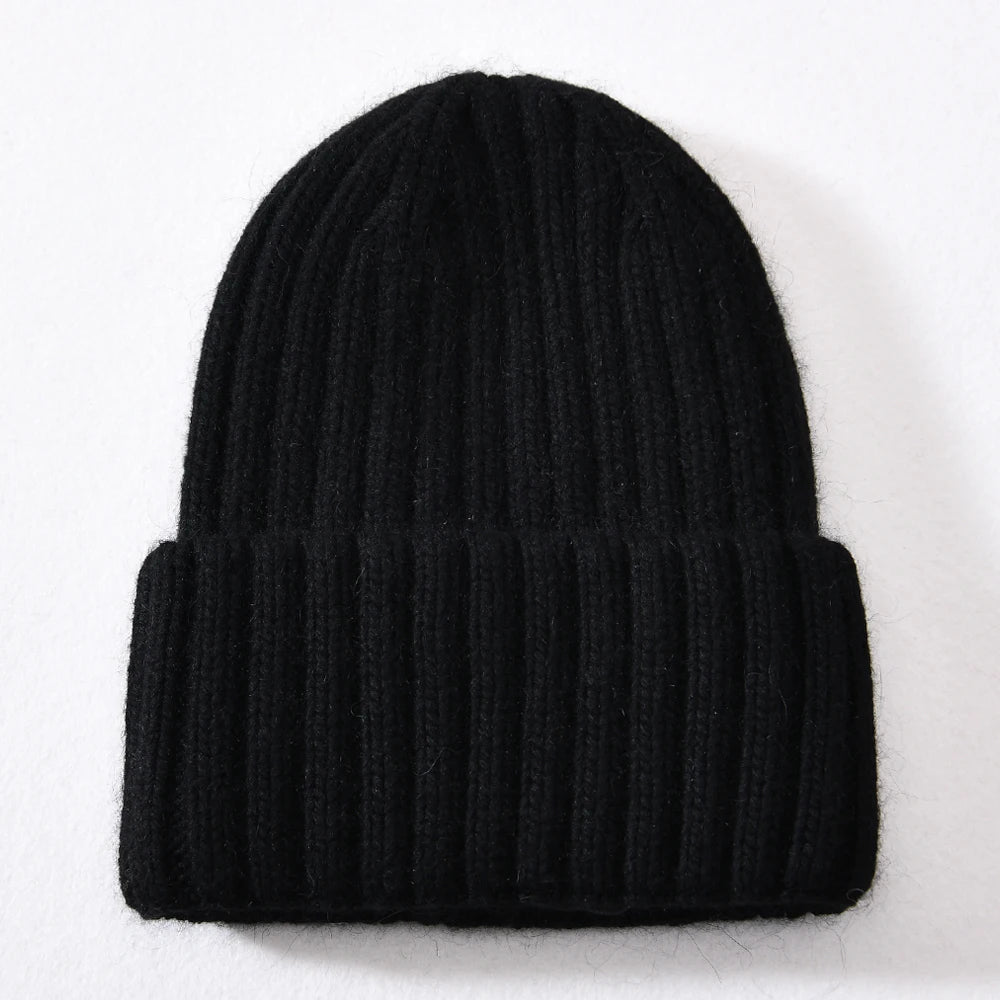 Winter Silk Satin Lined Beanie Hats Women Men Unisex Thick Chunky Cap