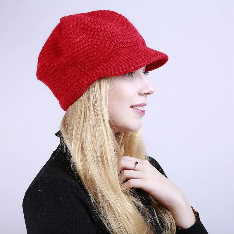 Fashion Knitting Solid Color Thicken Women Winter Hat