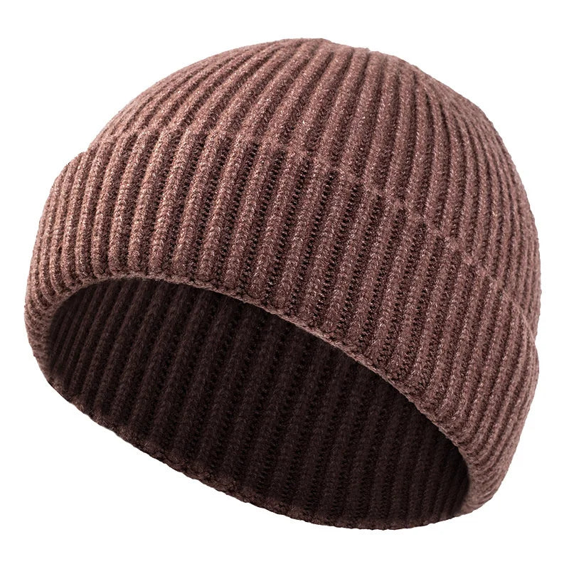 High Quality Thick Warm Male Winter Beanies Adult Casual Short Thread Hip Hop Hat