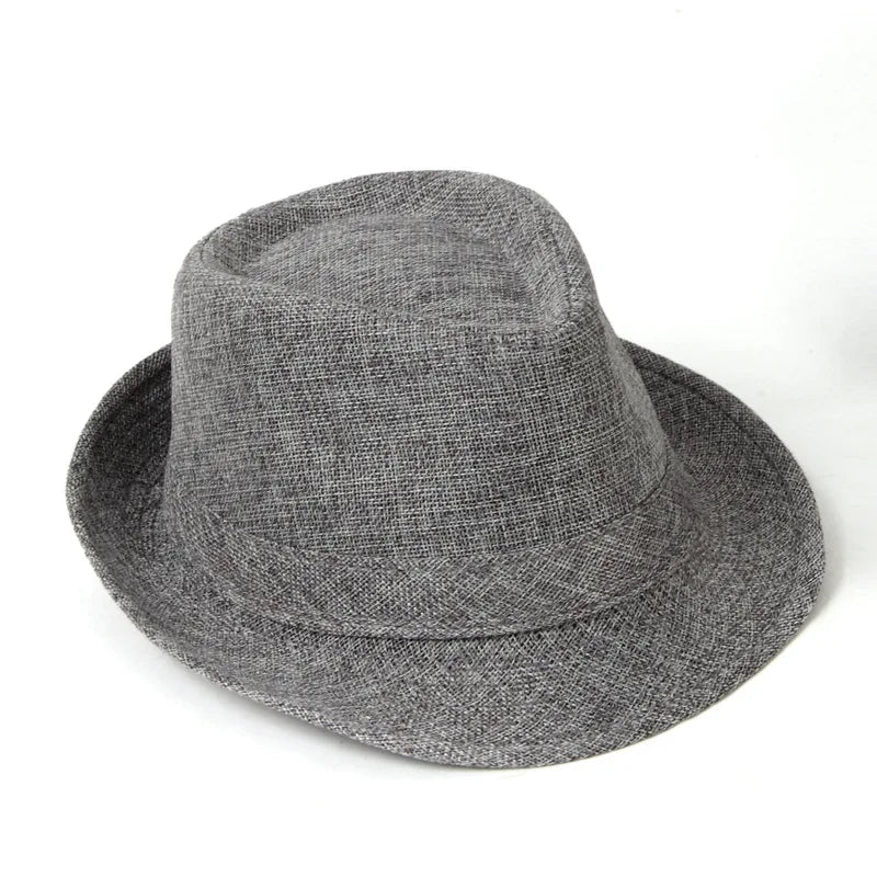 Spring And Summer Men's Hats Fedoras Imitation Linen Top Jazz Hat