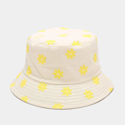 Four Seasons Cotton Flower Print Bucket Hat Fisherman Hat Outdoor Travel Cap for Men and Women