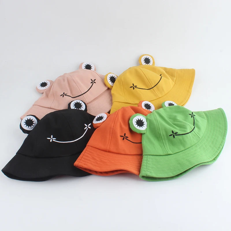 Parent-Kid Frog Bucket Hat Panama Fishing Hat Cartoon Cute Hats