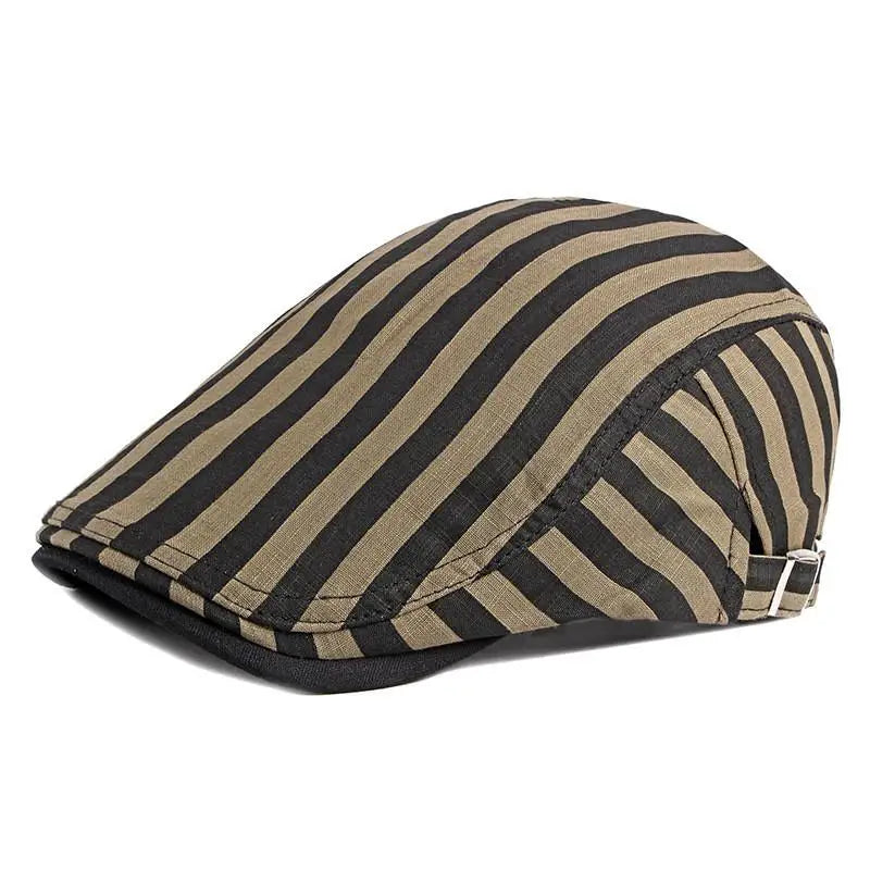 Cotton Solid Color Striped Newsboy Caps