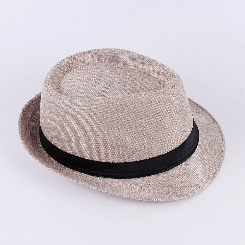 Spring And Summer Men's Hats Fedoras Imitation Linen Top Jazz Hat