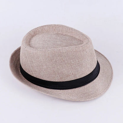 Spring And Summer Men's Hats Fedoras Imitation Linen Top Jazz Hat