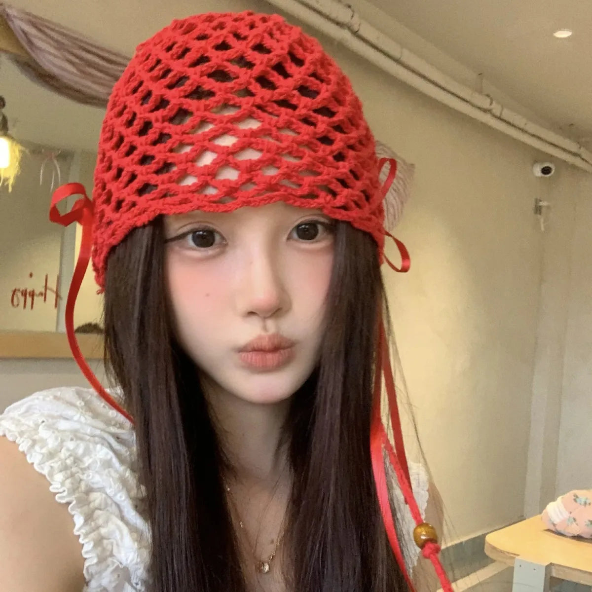 Vintage Elegant Hollow Bow Pullover Adjustable Breathable Hat