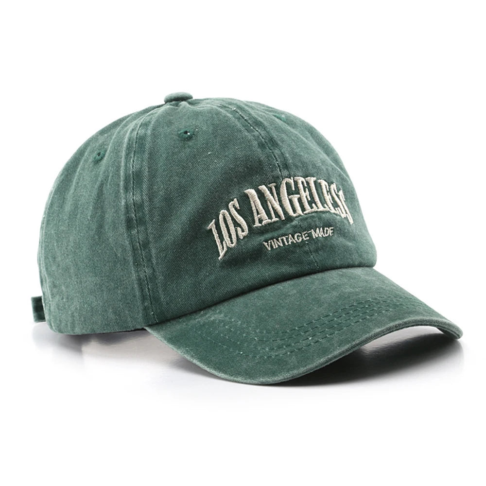 Vintage Letter Green Denim Hats For Men Women