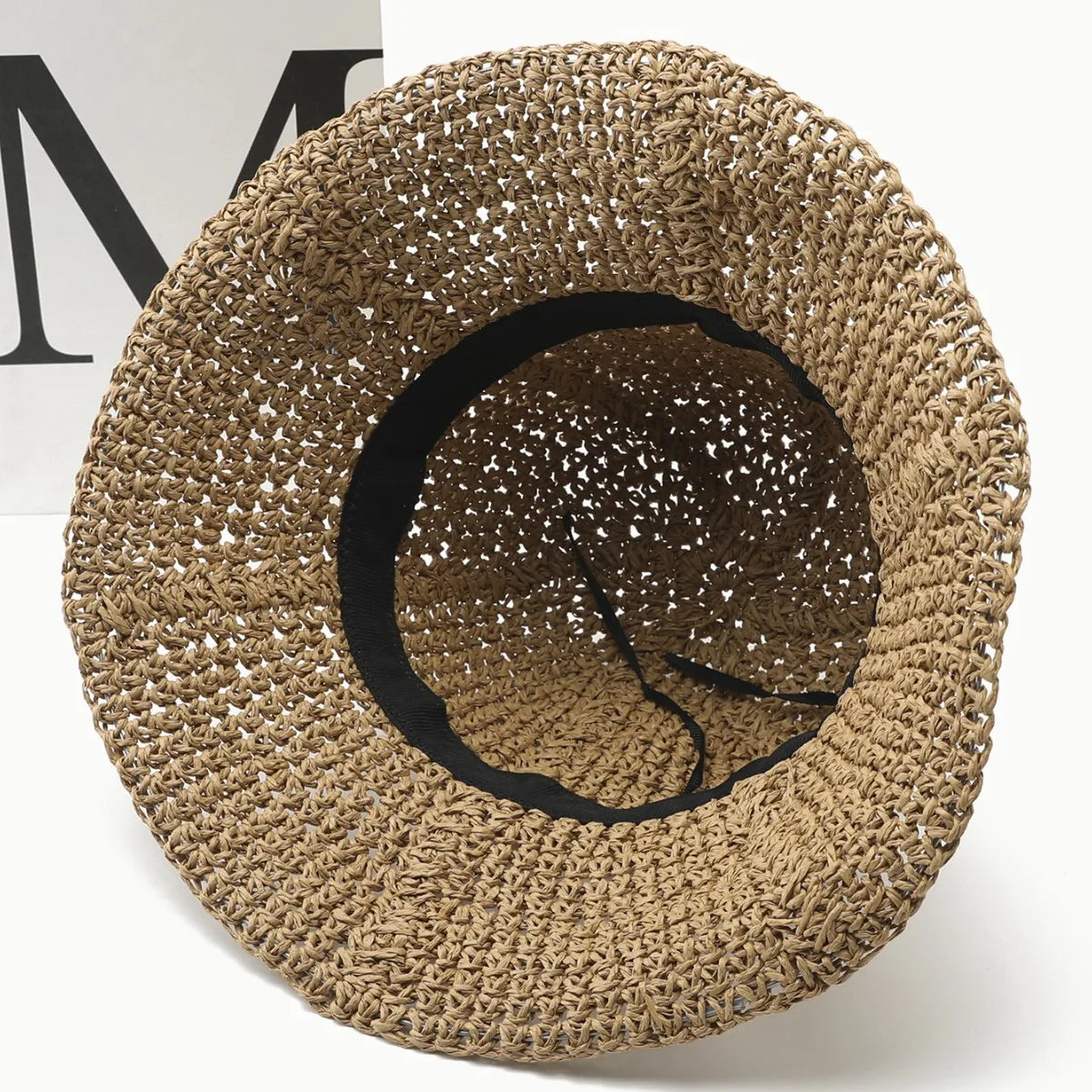 Women's Crochet Sunshade Small Brim Foldable Floppy Bucket Straw Hat