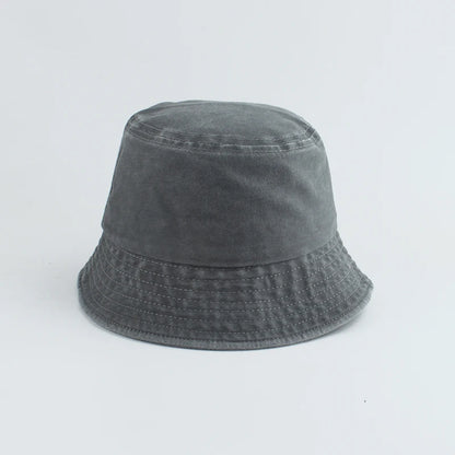 Washed Denim Bucket Hat Kids Wide Brim Cotton Fisherman Hat
