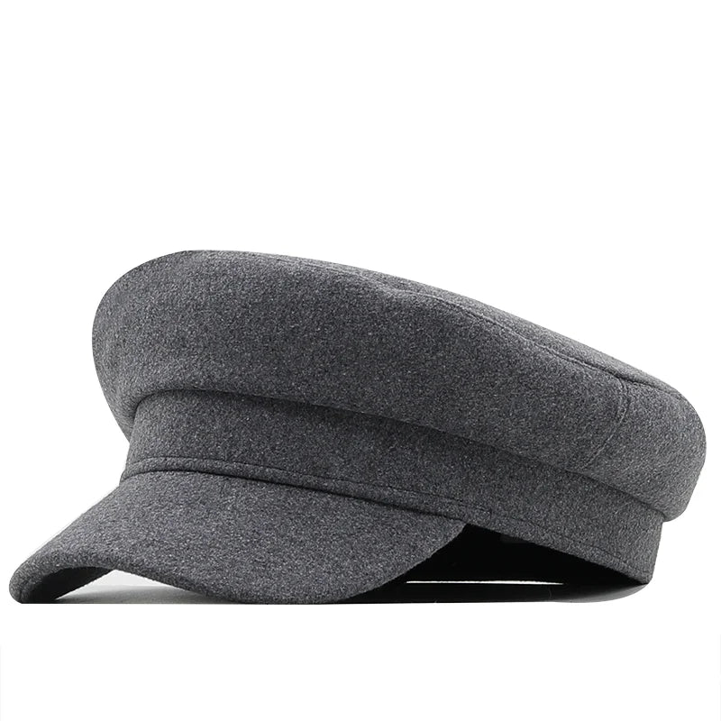 Classic Black High Quality Military Hat For Women Spring Autumn Winter Hats