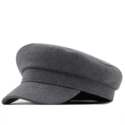 Classic Black High Quality Military Hat For Women Spring Autumn Winter Hats
