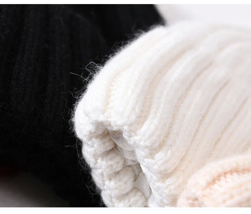 Winter Silk Satin Lined Beanie Hats Women Men Unisex Thick Chunky Cap