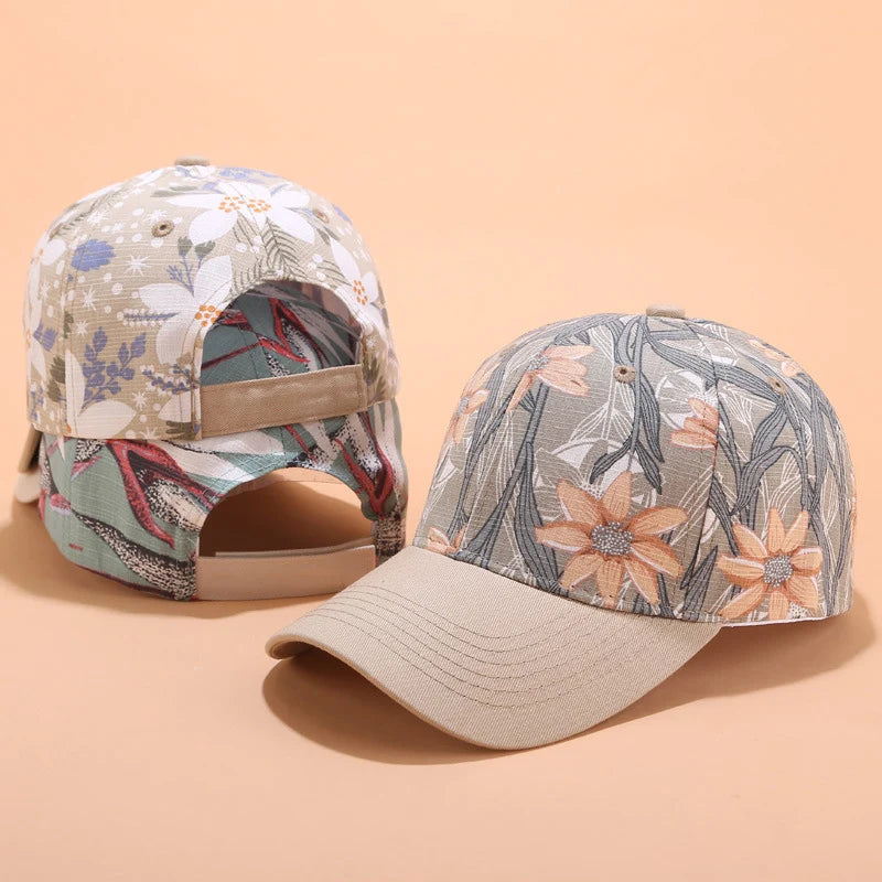 Flower Print Women Baseball Cap Female Adjustable
