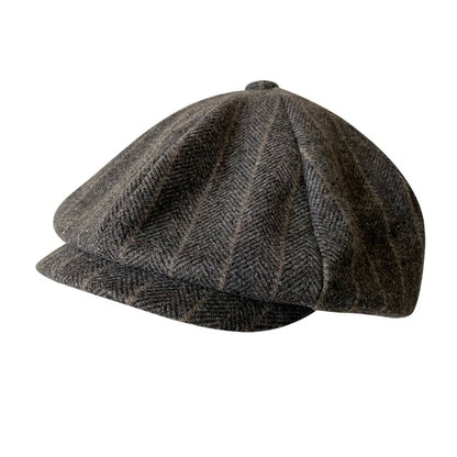 Men's Newsboy Cap Vintage Red Stripe Octagonal Hat
