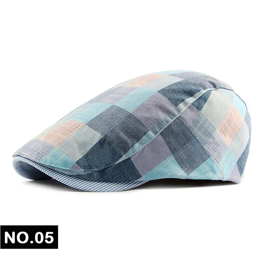 Men Women Classic Englad Style Plaid Berets Caps