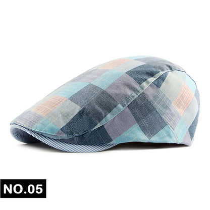 Men Women Classic Englad Style Plaid Berets Caps