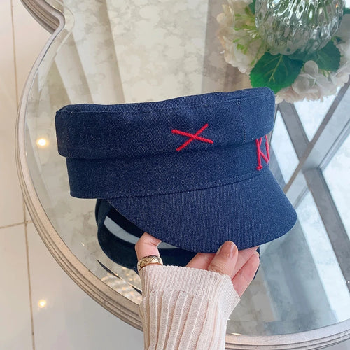Women Denim Newsboy Caps Casual Flat Military Cap