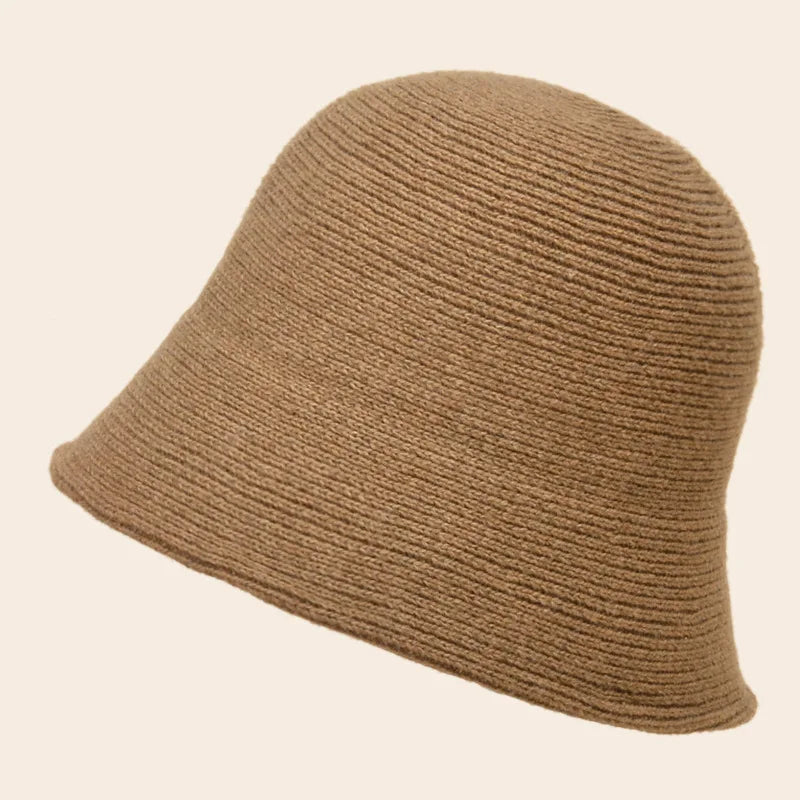 Unisex Pure Color High Quality Knit Bucket Hat