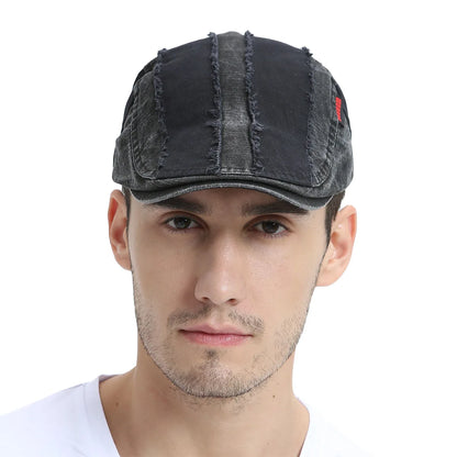 Distressed Cotton Flat Cap Men's Golf Newsboy Caps Retro Baker Boy Hat