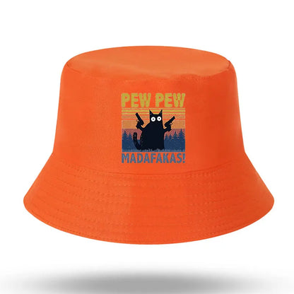 Black Cat Print Men Women Bucket Hat Outdoor