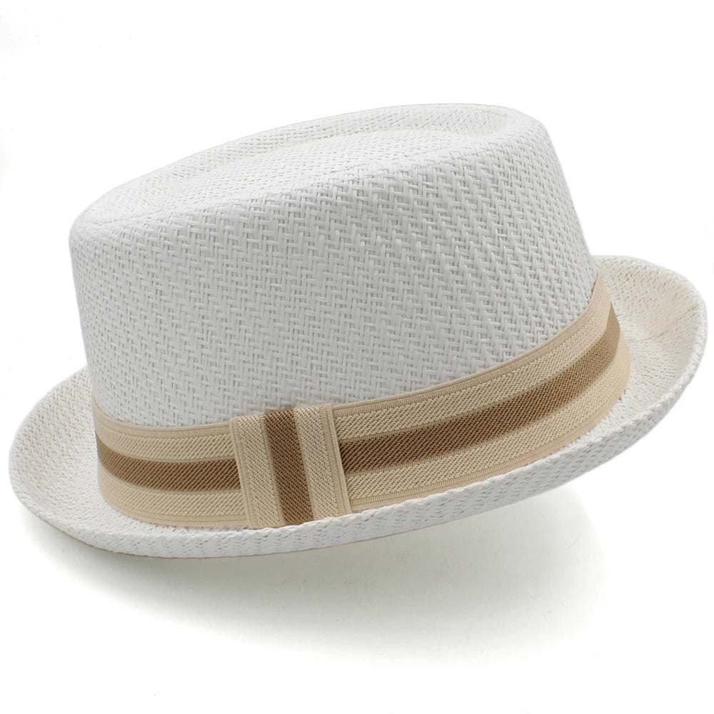 Men Women Classical Straw Pork Pie Hats Fedora Sunhats Trilby Caps