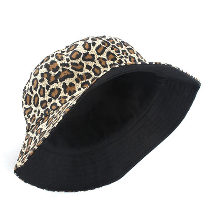 Leopard Print Bucket Hat Reversible Fisherman Hat Outdoor Travel Panama Hat Men and Women