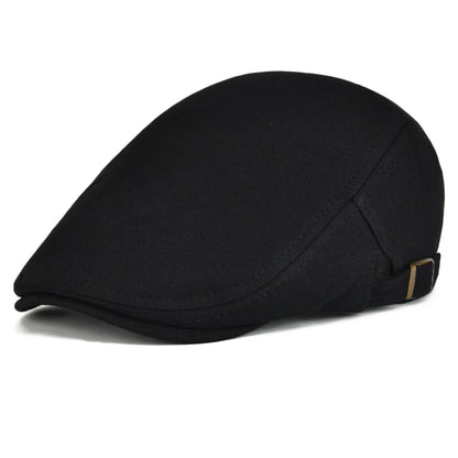 100% Cotton Men Black Flat Ivy Cap