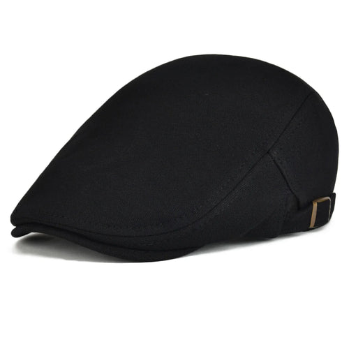 100% Cotton Men Black Flat Ivy Cap