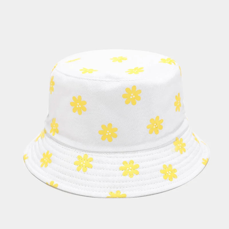 Four Seasons Cotton Flower Print Bucket Hat Fisherman Hat Outdoor Travel Cap for Men and Women