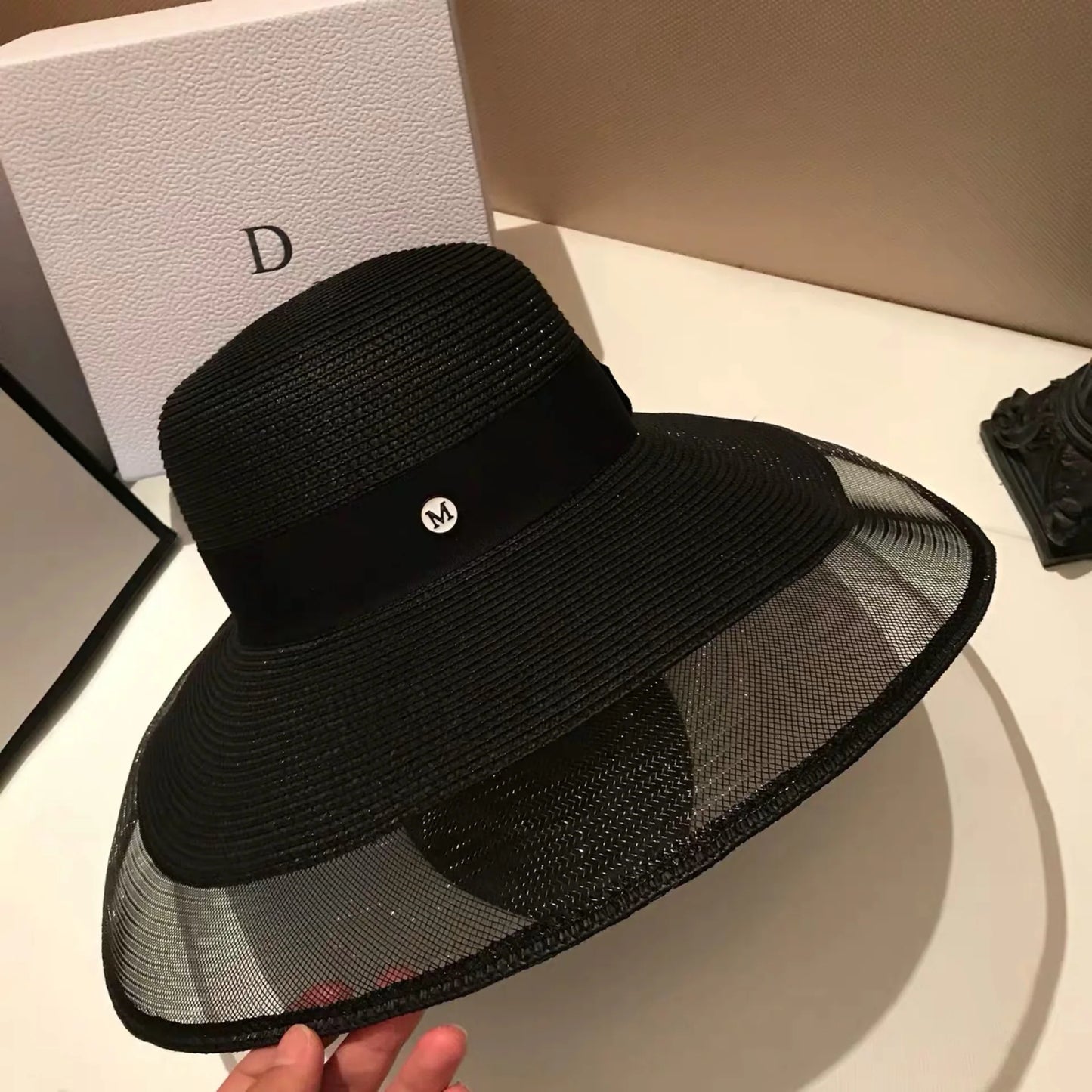 Woolen Rhinestone Solid Color Basin Hat Leisure Outdoor Beach Sun Hat
