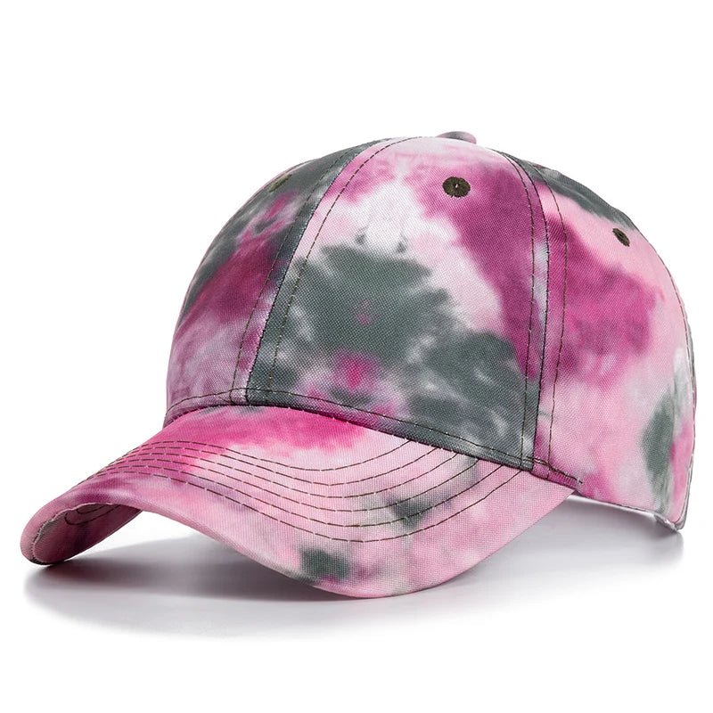 New Fashion Women Tie Dye Cap Multicolor Irregular Print Baseball Cap