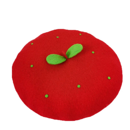 Women Handmade Beret Hat Female Hat Autumn Wool Felt Cloud Painter Cap