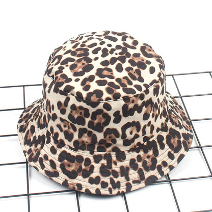 Leopard Print Bucket Hat Reversible Fisherman Hat Outdoor Travel Panama Hat Men and Women