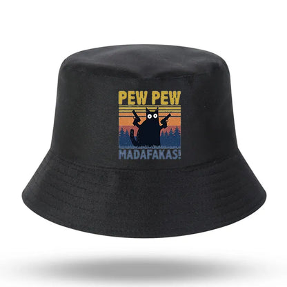 Black Cat Print Men Women Bucket Hat Outdoor