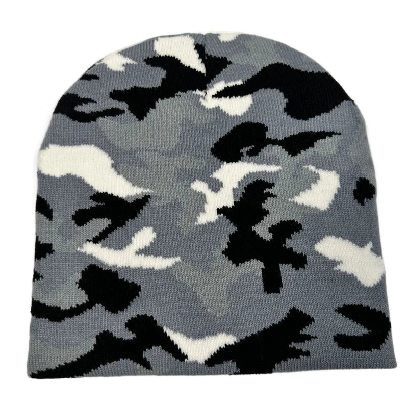 Men's Winter Knitted Camouflage Beanie Streetwear Style Beanies
