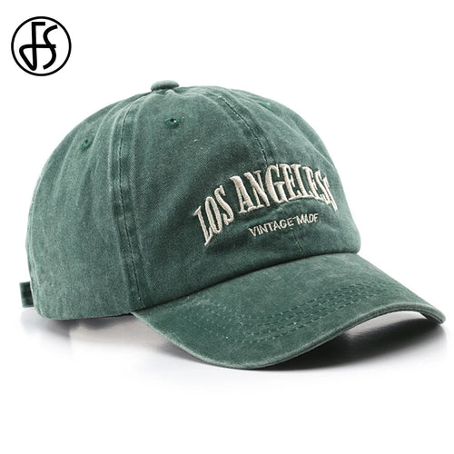 Vintage Letter Green Denim Hats For Men Women
