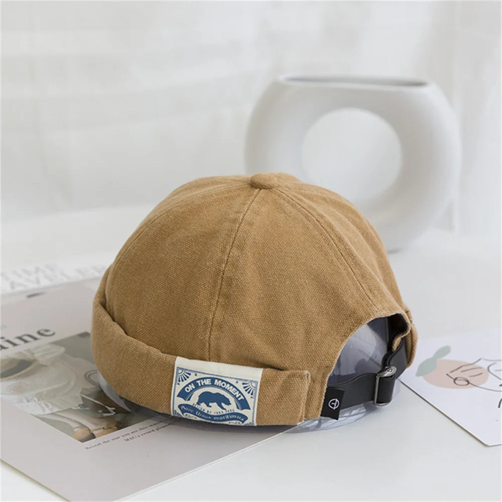 Fashion Cotton Brimless Hat Men Women Retro Skullcap Melon Docker Cap