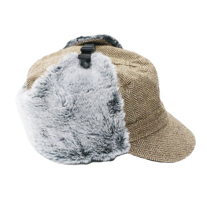 Retro Plaided Winter Trapper Hat Warm Aviator Cap